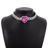 Fashion Bling Rhinestone Rose Heart Pendant Choker Necklace for Women Crystal Wedding Party Statement Jewelry