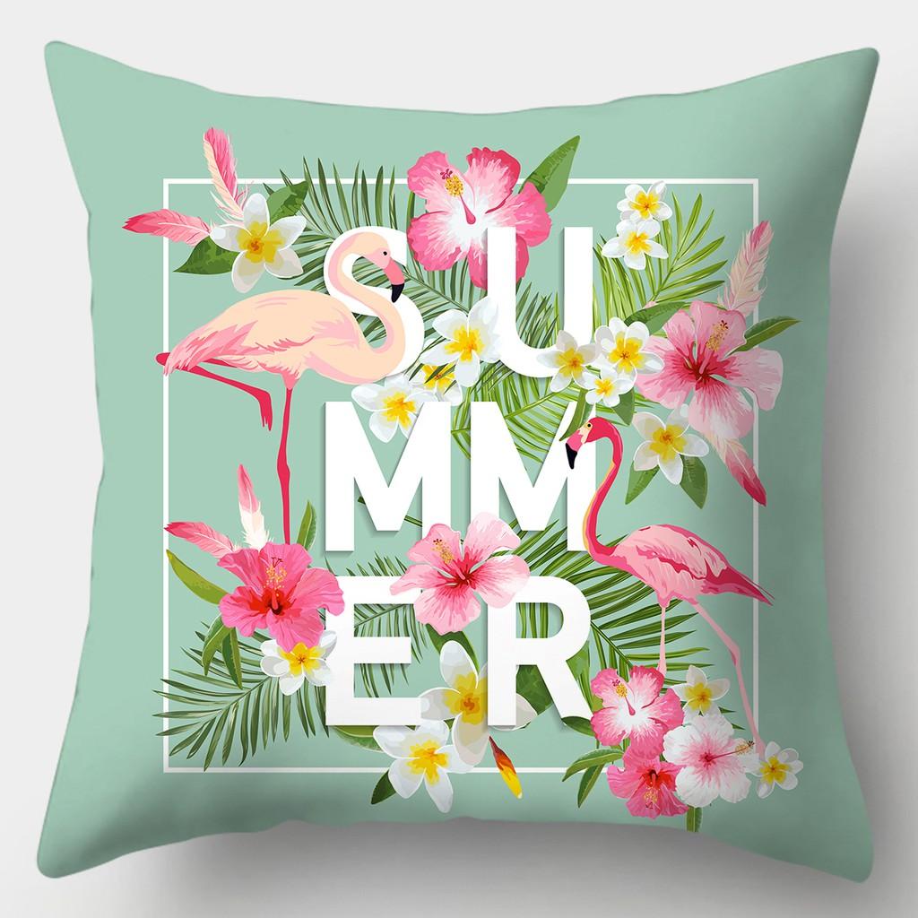 Tropical Flamingo Print Pillowcase Square Peach Skin Sofa Pillowcase Home Decor Pillowcase