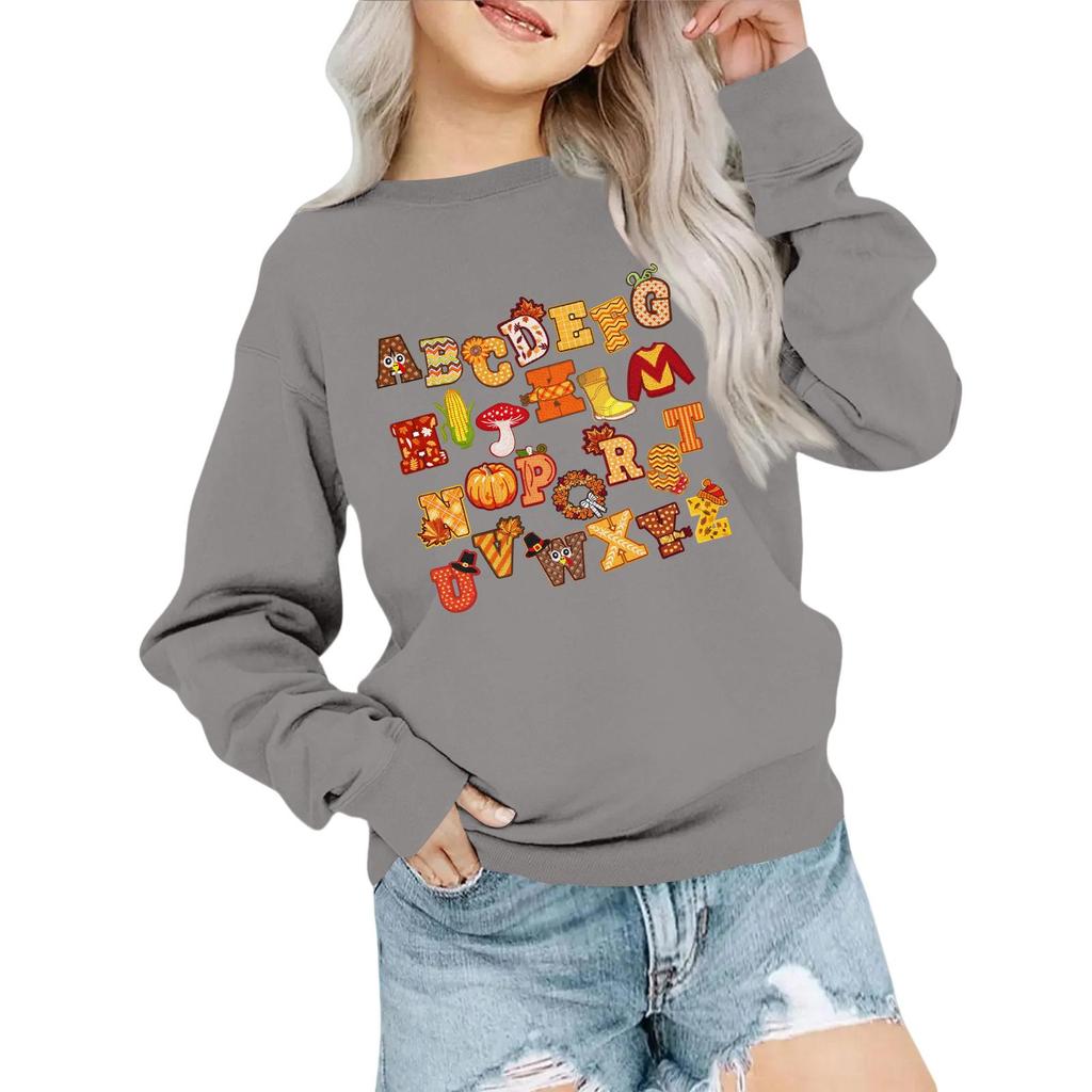 Kids' Fashion Loose-Fit Casual Long-Sleeve Christmas Print Oversized Crewneck Sweatshirt