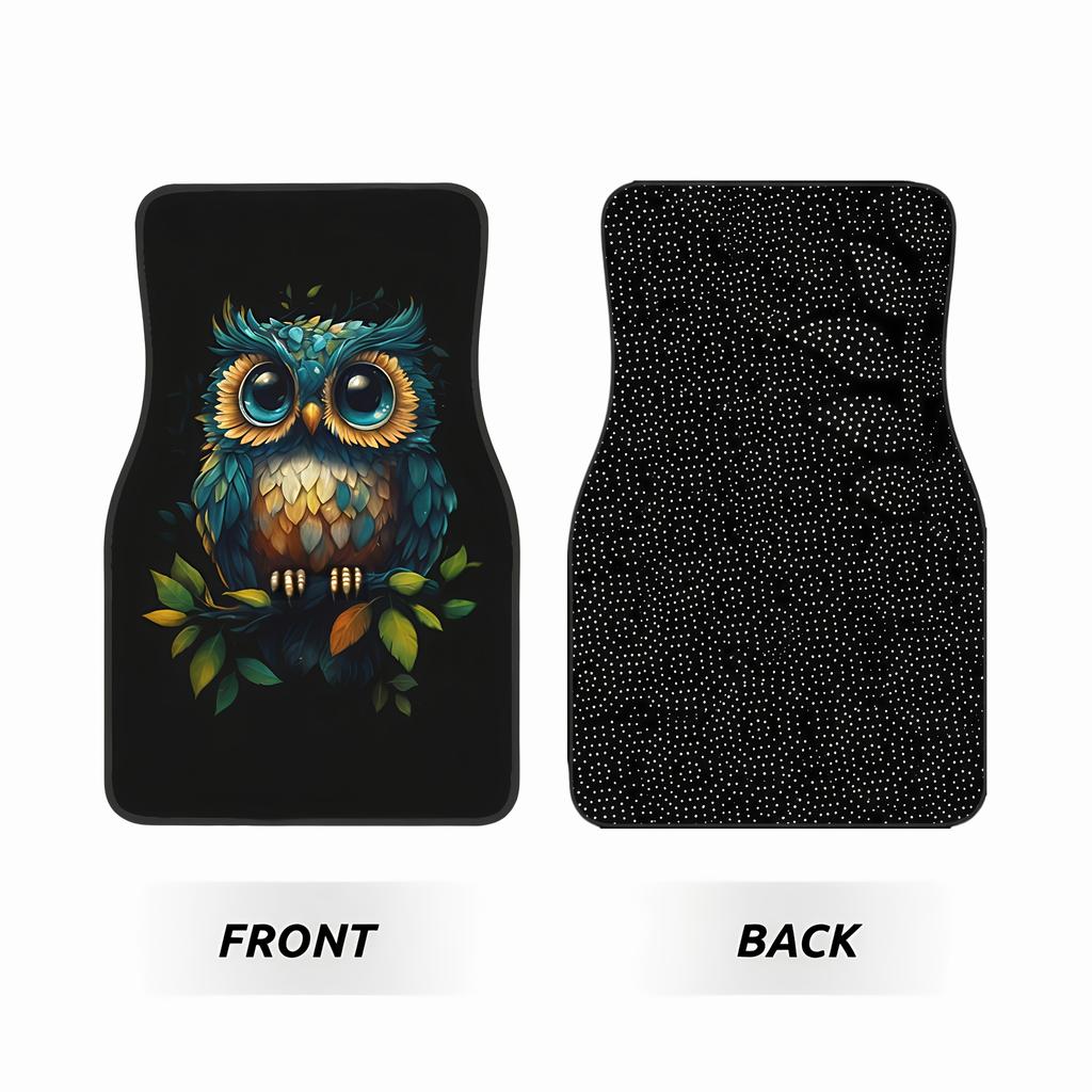 4pcs Premium Owl Print Car Floor Mats - Durable, Non-Slip And Easy to Clean Polyester, Fits All Car Interior Accessories, Fits Suvs And Trucks