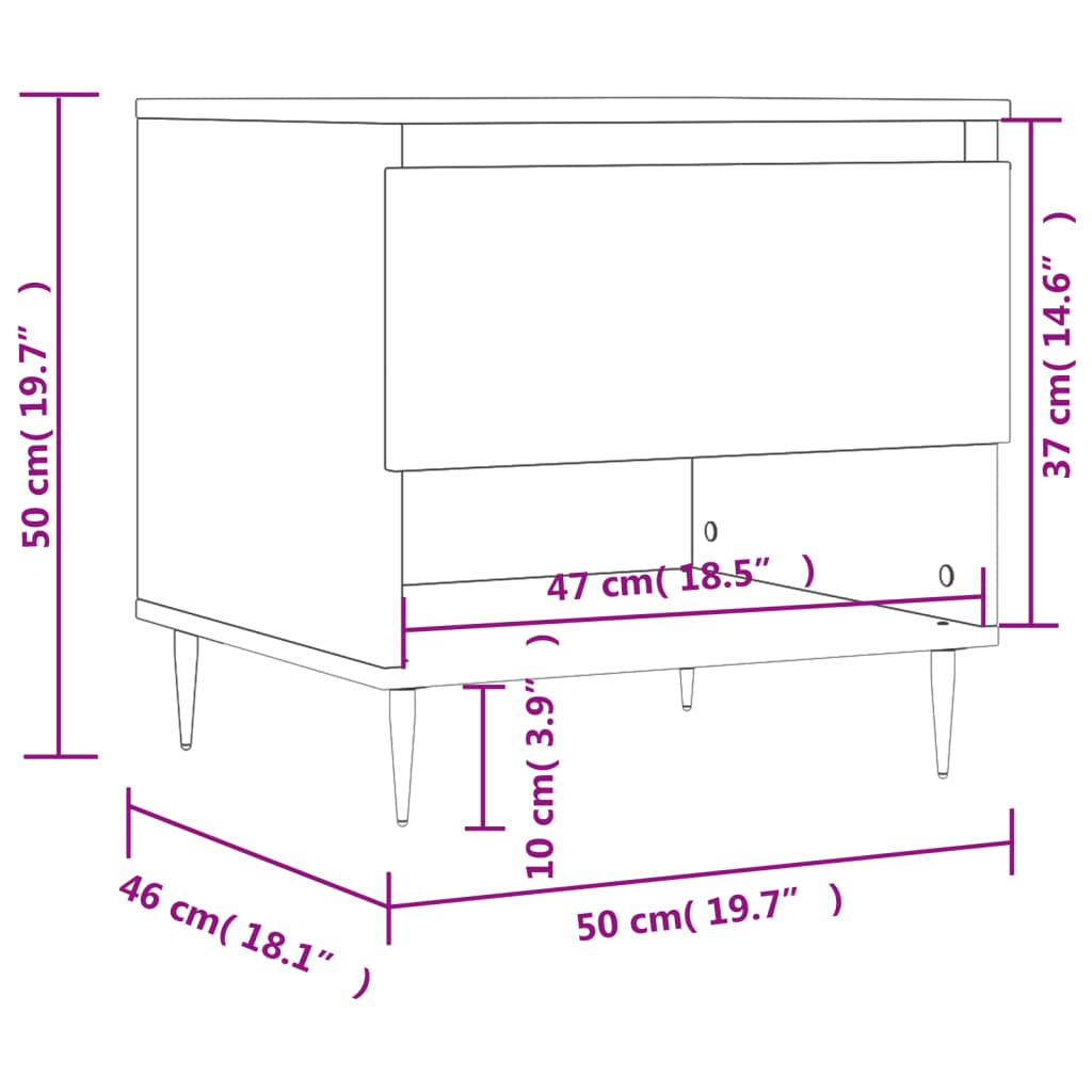  Coffee Tables, 2 Pcs, Sonoma Oak, 50x46x50 Cm