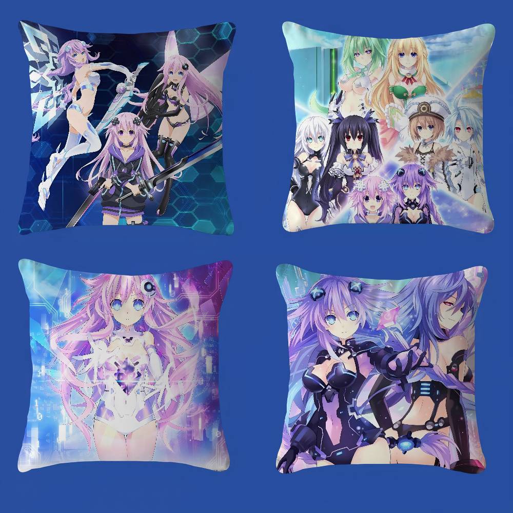 H-Hyperdimension N-Neptunia Cushion Cover Pattern Soft Plush Pillow Case For Home Living Room Sofa Deco