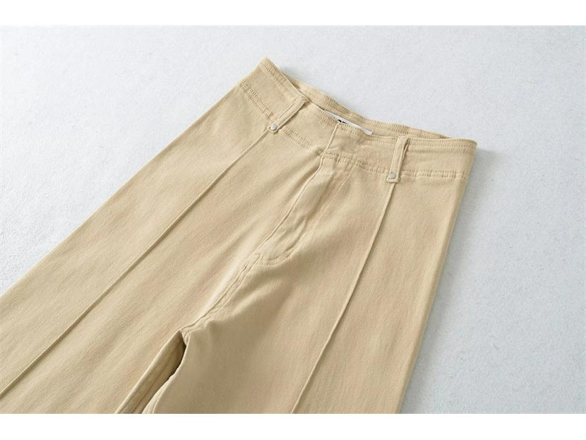 Pantaloni in Denim a Gamba Larga Cuciti a Vita Alta - Nuovo Stile Autunnale, Versatili, Modellanti, Casual e alla Moda.