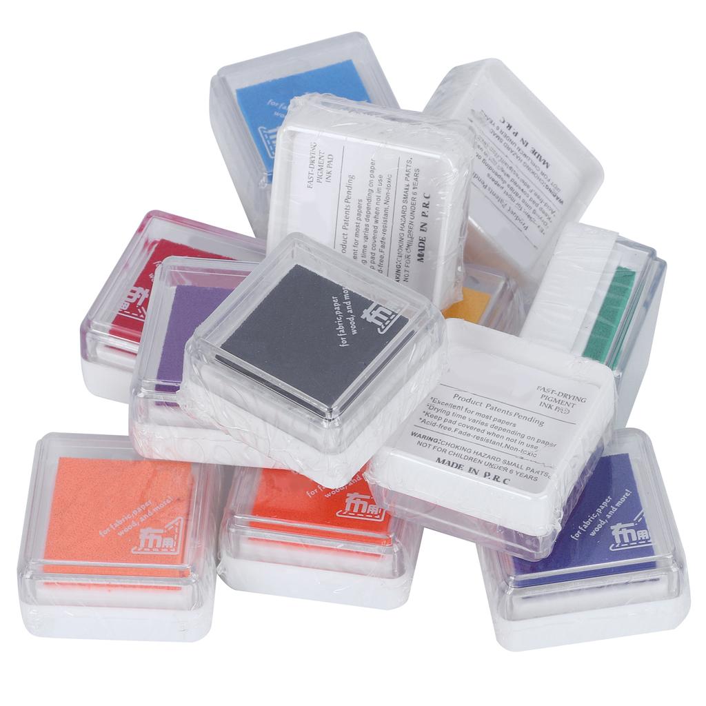 12Pcs Craft Ink Pad Stamp Single Metallic 11 Colors DIY Paper Wood Cloth Printing Pad