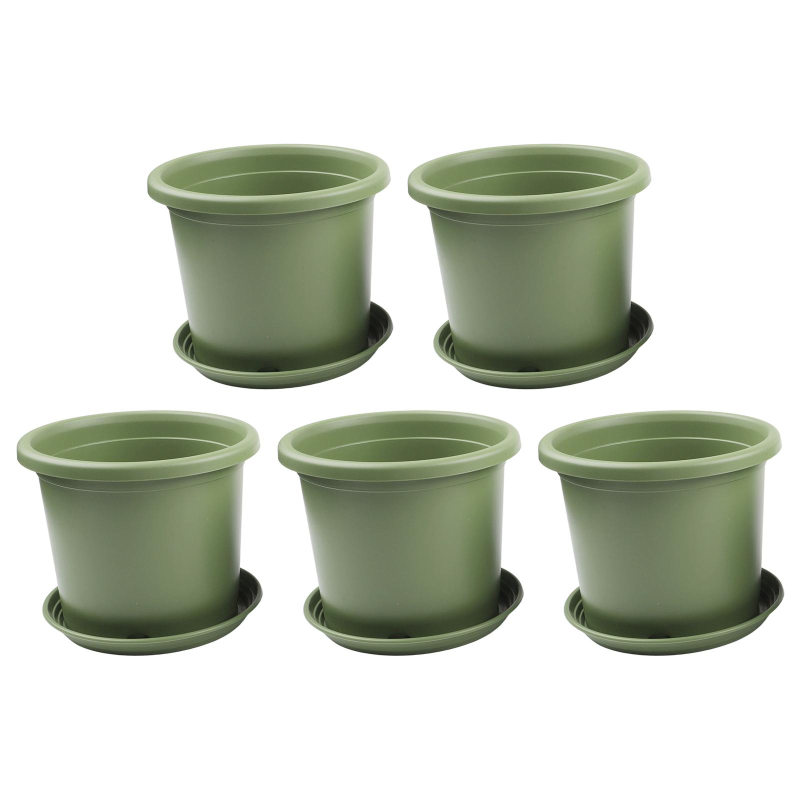 

Resin Flower Pot Set of 5 with Drainage Tray and Sturdy Design Suitable for Various For Home and Garden Plants 14x12cm
