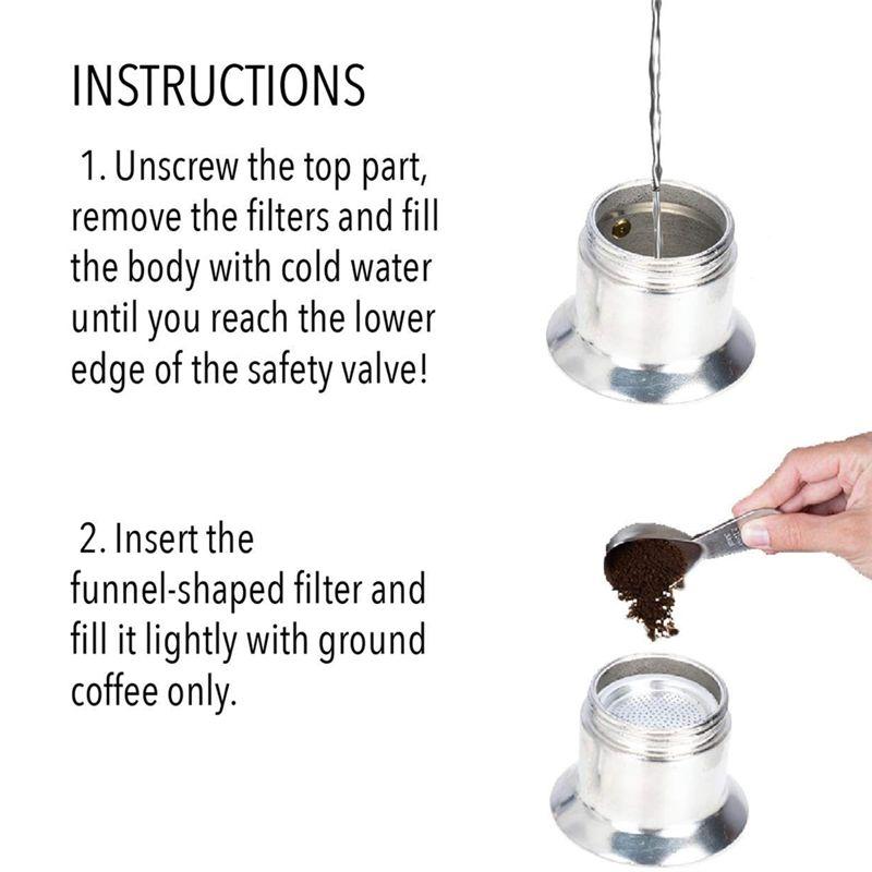 AEE4-1 Piece Spout Stovetop Italian Coffee Maker Enjoy Delicious Coffee In No Time Aluminum Alloy Silver