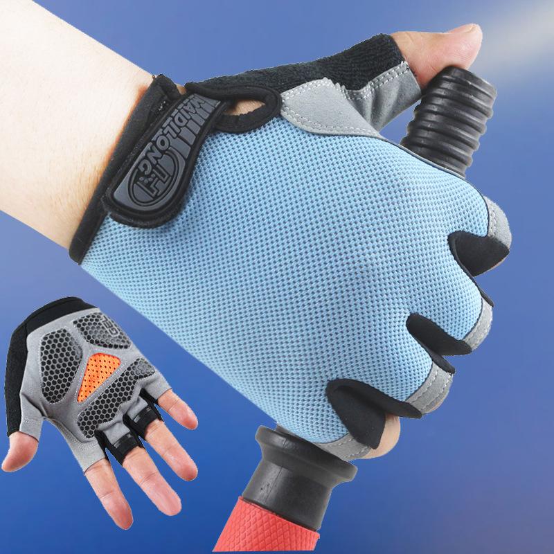 

Cycling half-finger gloves Velcro sunscreen men and women non-slip summer bicycle pads fitness fishing gloves M