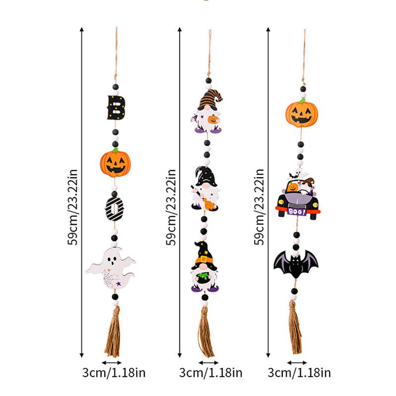 Halloween Wooden Ornament Pumpkin Bat Tassel Pendants Home Hanging Decor for Wall Door Car Halloween Party Decoration Crafts