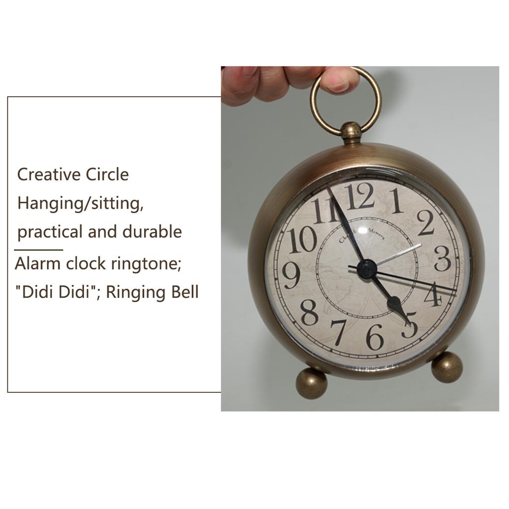 1PC 4.5-inch metal pendant quartz alarm clock, silent scanning second clock, luminous seat clock