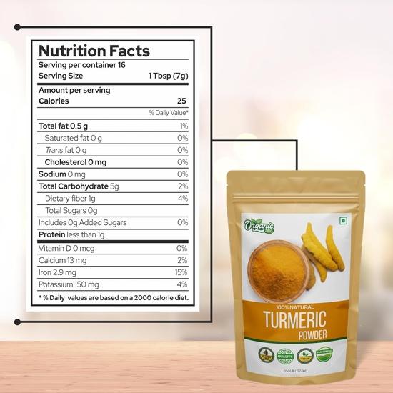 Organic Zing Turmeric Powder | 100% Pure and Turmeric Powder | Rich In Antioxidants| Packed and Produced In India - 227gm