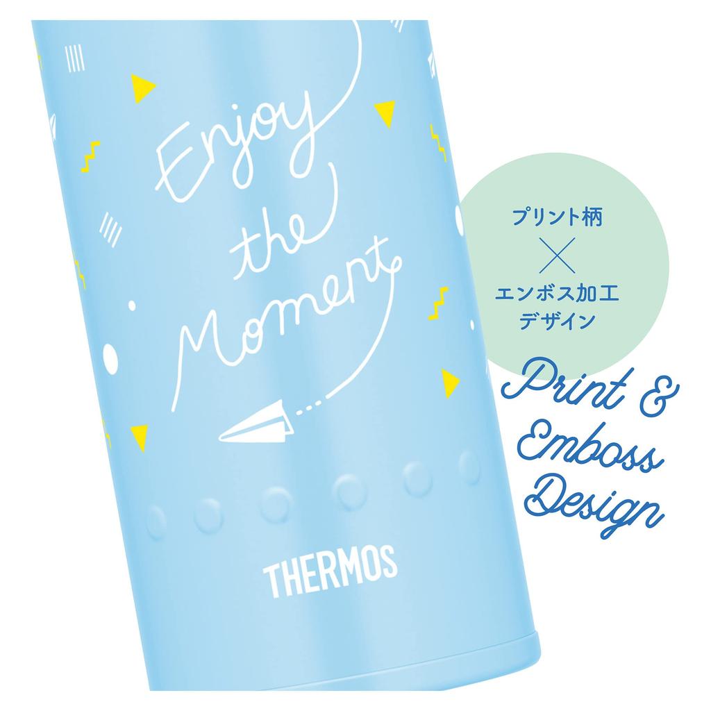 Thermos Water Bottle Vacuum Insulated Mobile Mug 400ml Blue White BLWH JNR-401