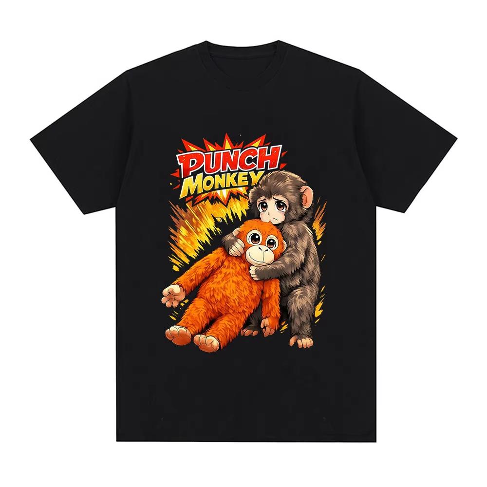

Punch The Monkey Baby Funny Meme Graphic T-shirts Men Women Clothing Casual pure Cotton T-shirt Short Sleeves T Shirts Tops -... 5XL