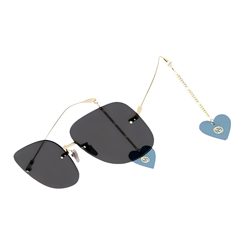 GUCCI Solid Temples Square Sunglasses Women's Gold