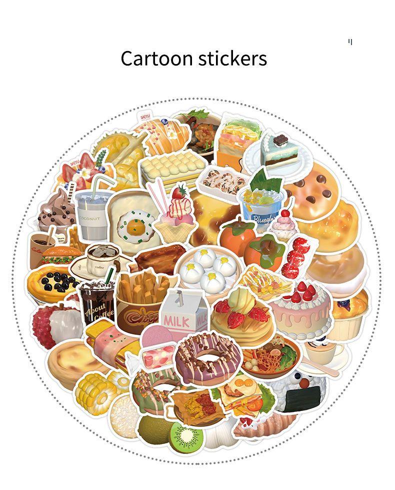 58ks vodotěsných nálepek na potraviny pro zdobení pouzder na notebooky a telefony