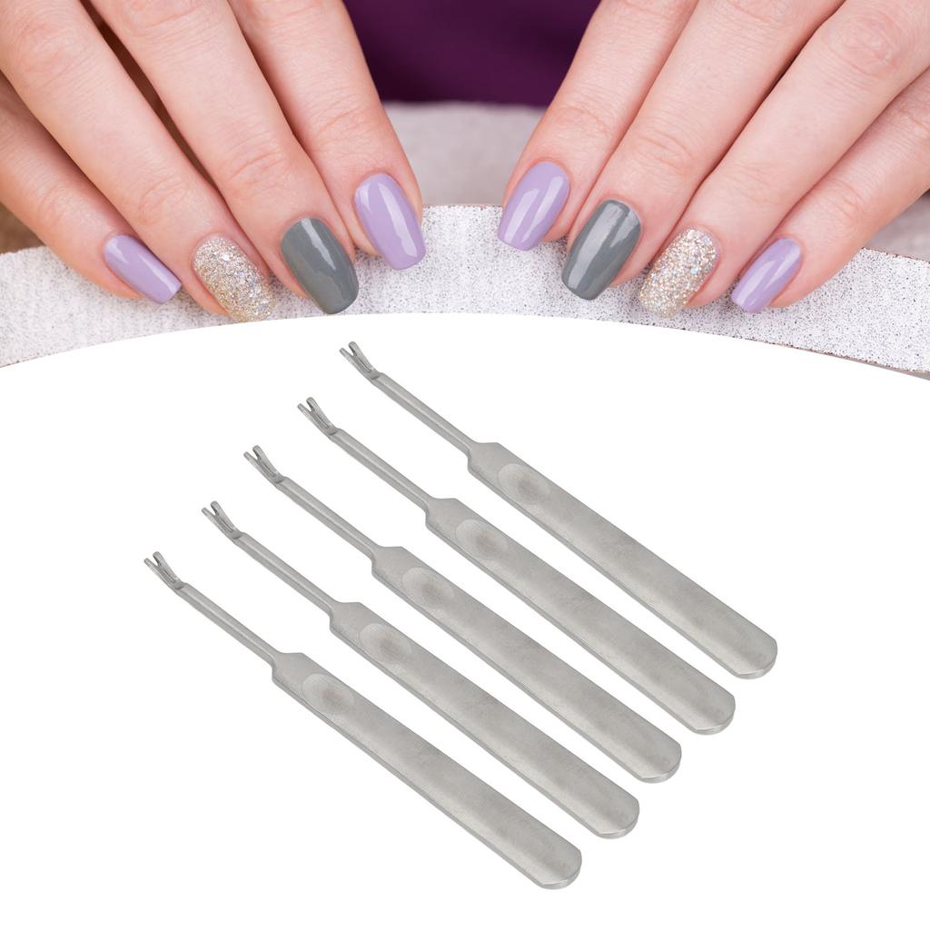 5pcs Dead Skin Remover Fork Stainless Steel Cuticle Pusher Nail Art Manicure Tools for Salon Use