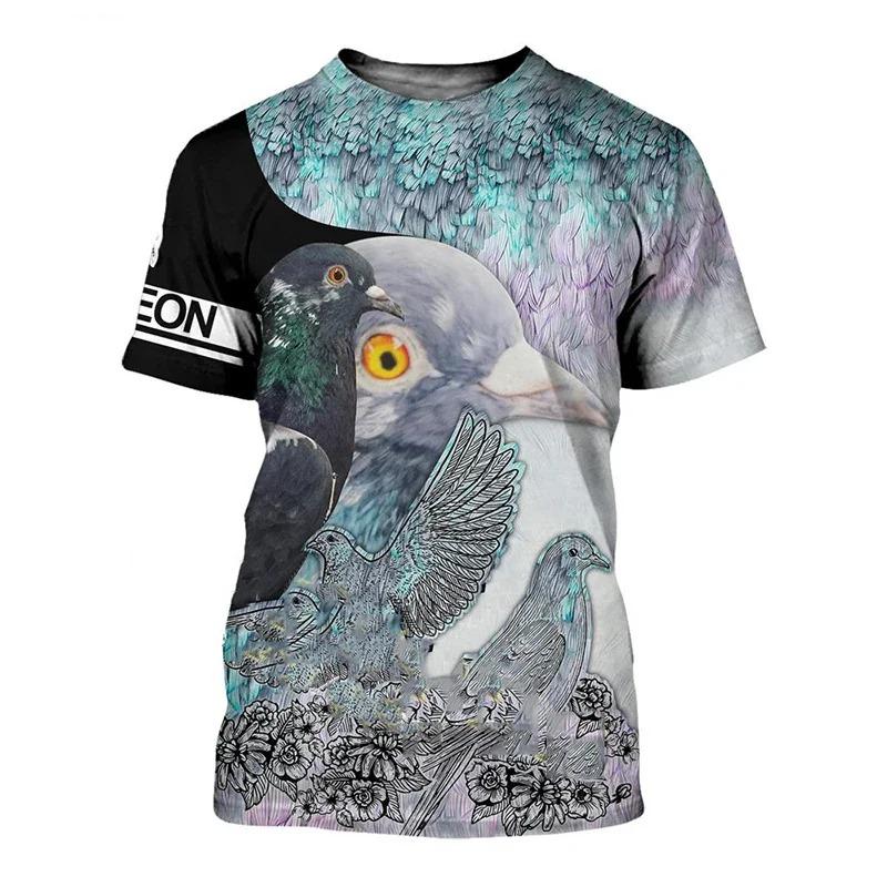 3D Harajuku Animal Print T Shirt for Men Funny Pigeon Pattern Short Sleeve Pullover Summer Casual O-neck Loose Tops