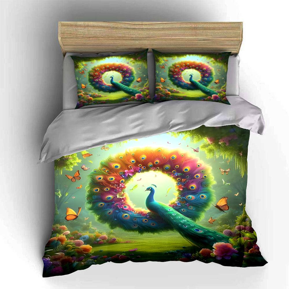 "Radiant Peacock Paradise Bloom" Bedding sets Duvet covers Pillowcases(1* Duvet Cover 2* Pillowcases without duvet insert)
