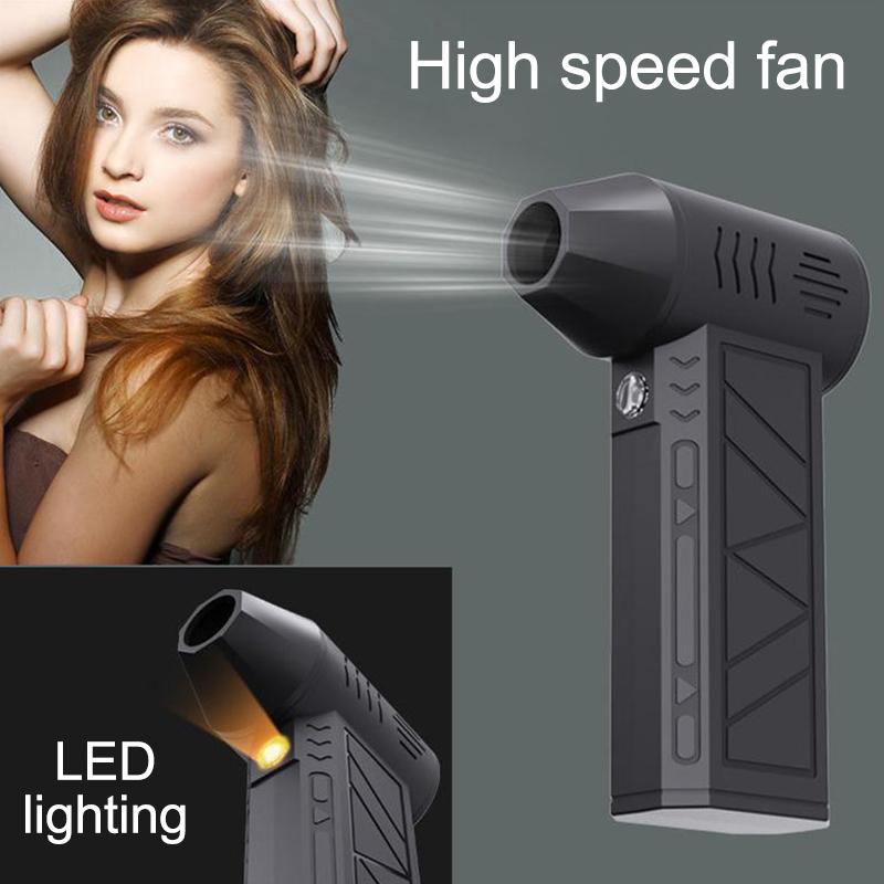 Hair Dryer Shaped Mini Fan Black Rechargeable Handheld Summer Cooling Fan