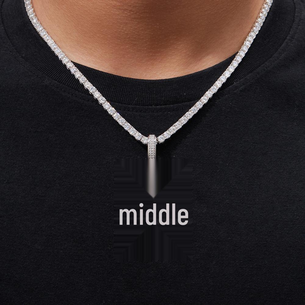 European & American Moissanite Silver Cross Pendant - Unisex Hip Hop Trendy Brand Accessory