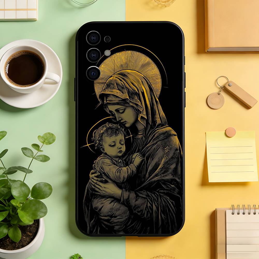 

Virgen Mary Slim Black Phone Case Black Silicone Soft For Samsung S25,S24,S21,S22,S23,S30,Ultra,S20,Plus,Fe,Lite Samsung S30plus5G