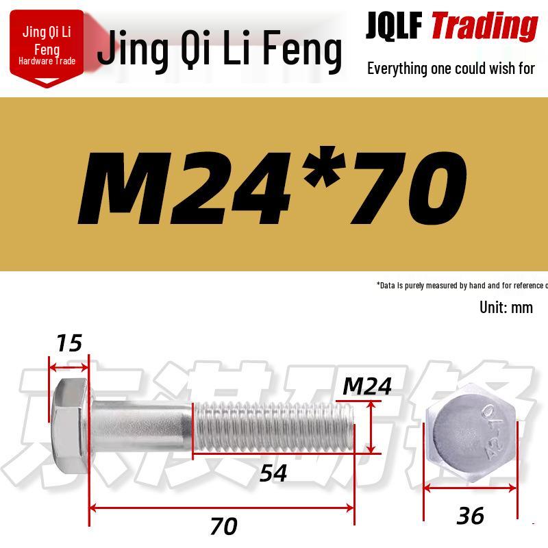 201 Stainless Steel Hex Head Bolt, Half Thread, M6-M30 Threaded Rod