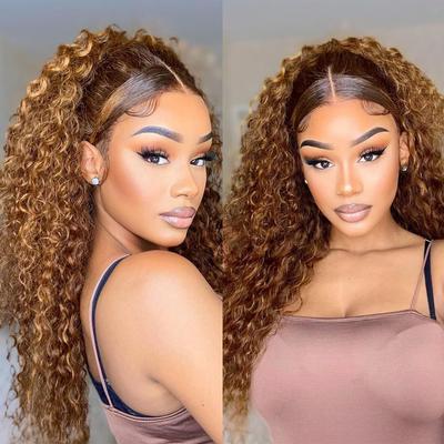 Fashionable Synthetic Wig Brown Mixed Color Long Curly Hair Hand-wrapped Small Curly Hair