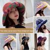 Fisherman Hat Color Patchwork Double-Sided Cotton Women Sun Shade Bucket Hat for Travel