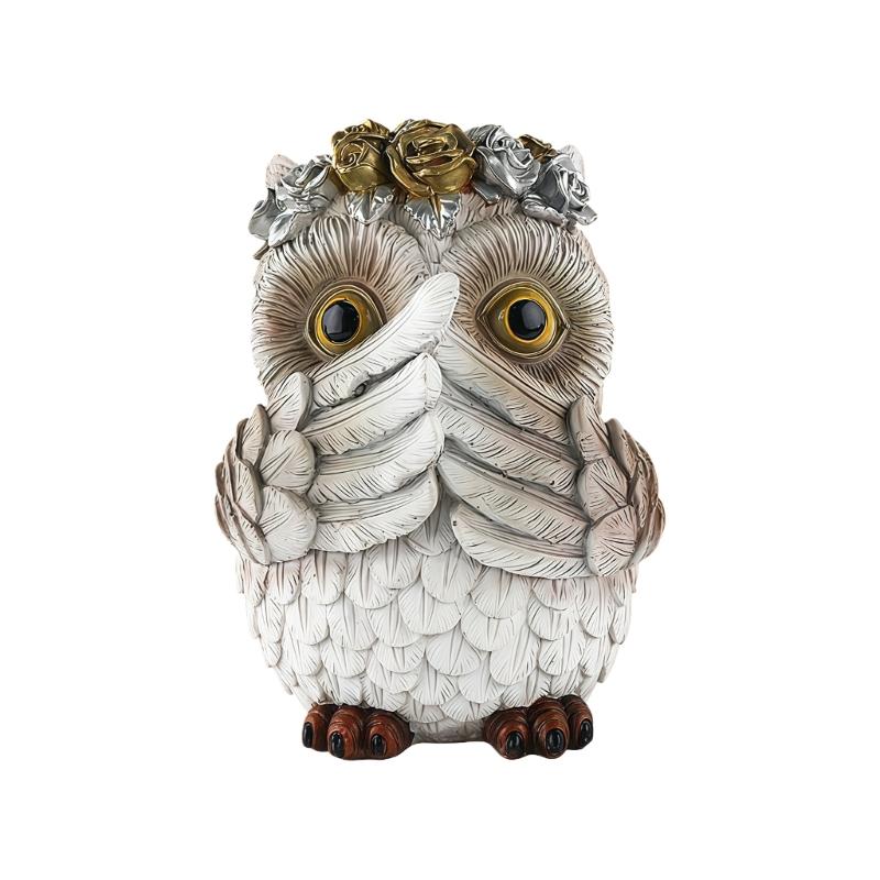 1Pc No See No Evils Hear No Evil Speak Owl Figurines Resin Owl Statues Home Decors Collectibles Animal Sculptures