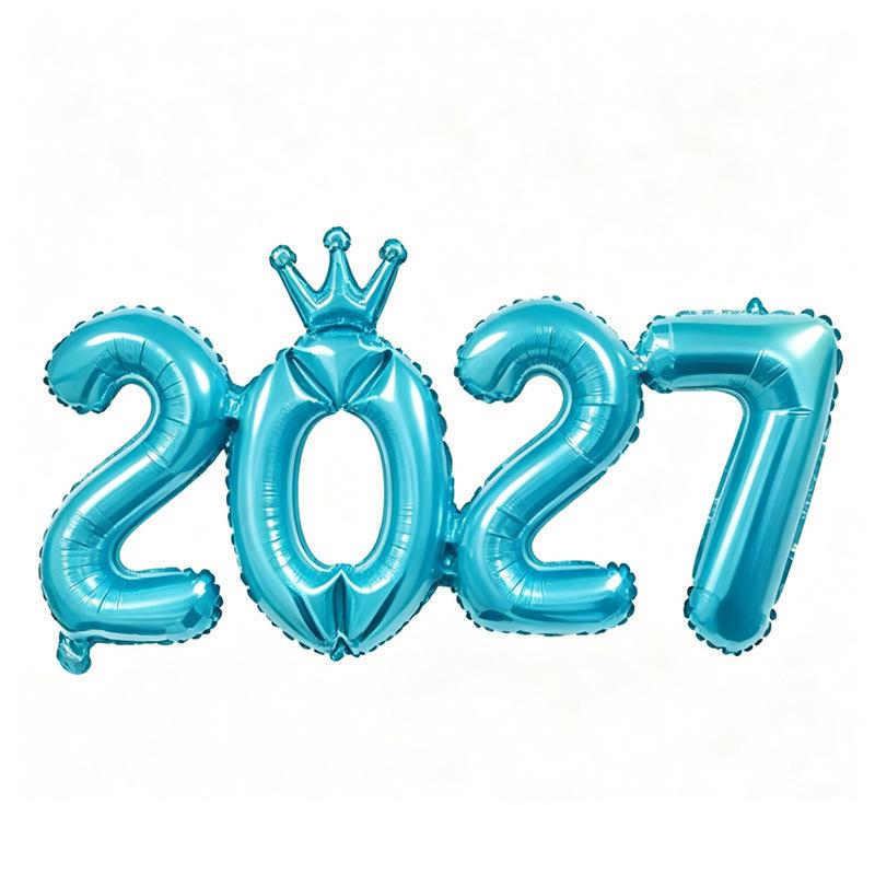 2027 Conjoined Foil Balloons Multicolor Number Design for New Year Party Graduation Ceremony Decoration