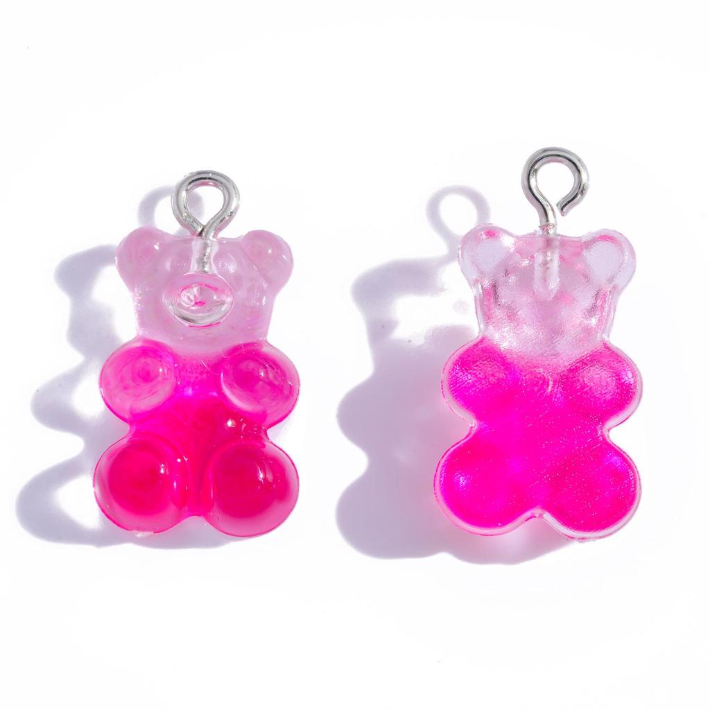 Colorful Transparent Bear Resin Pendant for DIY Jewelry and Keychains