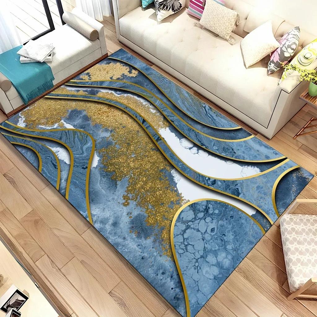 Colour Gold Nordic Marble Splendid Area Rug Large Carpet Marbling Rugs for Home Living Room Bedroom Decor Door Mat Floor Mats