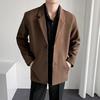 Men Blazer Solid Color Single-breasted Turndown Collar Jacket Spring Autumn Loose Suit Coat