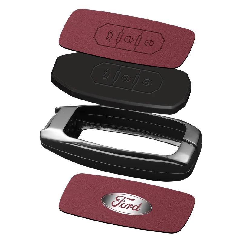 Car Sticker For Ford Zinc Alloy Car 3 Buttons Key Case Cover Protector Shell For Ford Territory 2019 2020 2021 2022 2023 2024 Sm