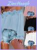 Relaxed Fit One Shoulder T Shirt With Ruffle Sleeves For Casual Wear