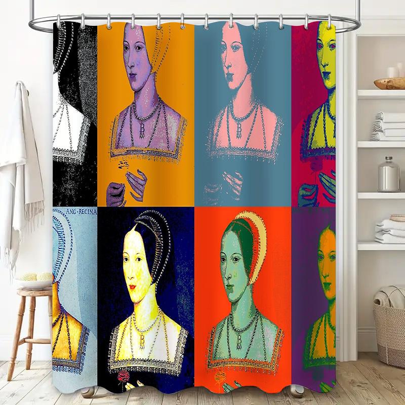 Vintage Renaissance Portrait Shower Curtain Queen Mary Tudor Historical Baroque Decor Elegant Bathroom Set Artistic Tapestry