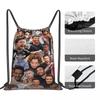 Liam Payne Photo Collage Backpacks Casual Drawstring Bags Sports Bag Book Bags for Travel School