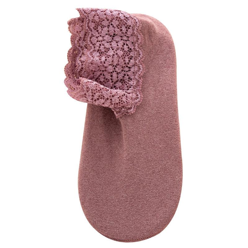 Women's Autumn Winter Thickened Warm Fleece Socks Lace Ankle Socks Non-slip Floor Socks