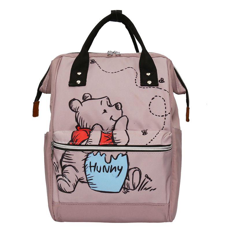 Pooh Bear Mommy Bag Printed Backpack For Mothers And Babies Large Capacity Travel Backpack