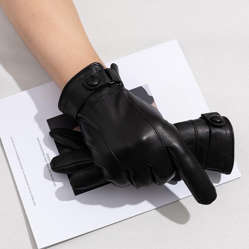 Leather Gloves for Men To Keep Warm In Autumn and Winter Driving and Cycling  Sheepskin Full Finger Gloves and Clothing Accessories