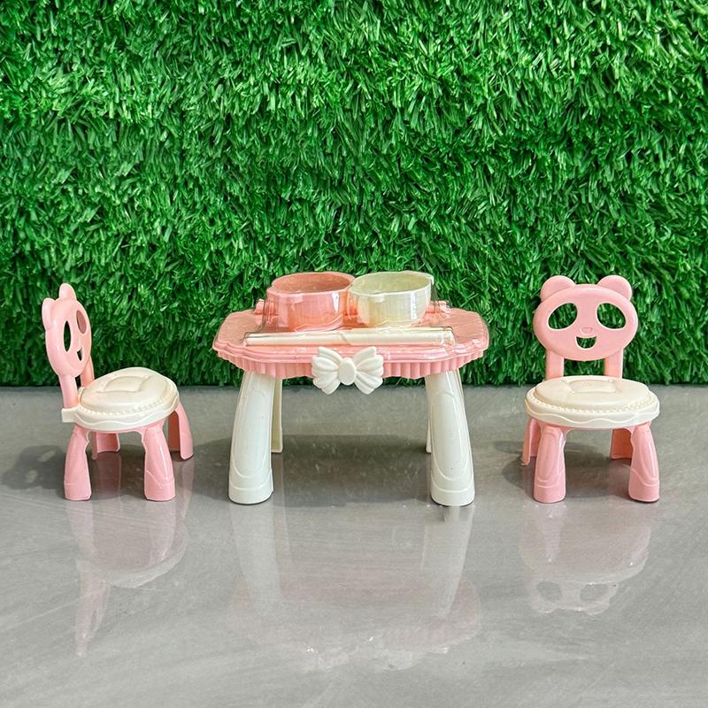 1 Set Kitchen Accessories Dollhouse Miniature Dining Table Chair Model Bowl And Chopstick Kit Mini Furniture Model Decor Toy