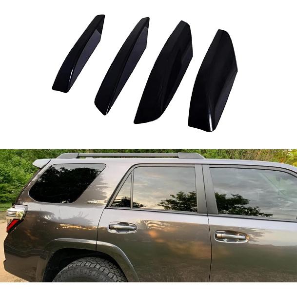 Tocatus Roof Cargo Rack Rail End Cover Shell Cap Trim For 2003-2009 Toyota 4Runner 4WD N210, Black, 4Pcs