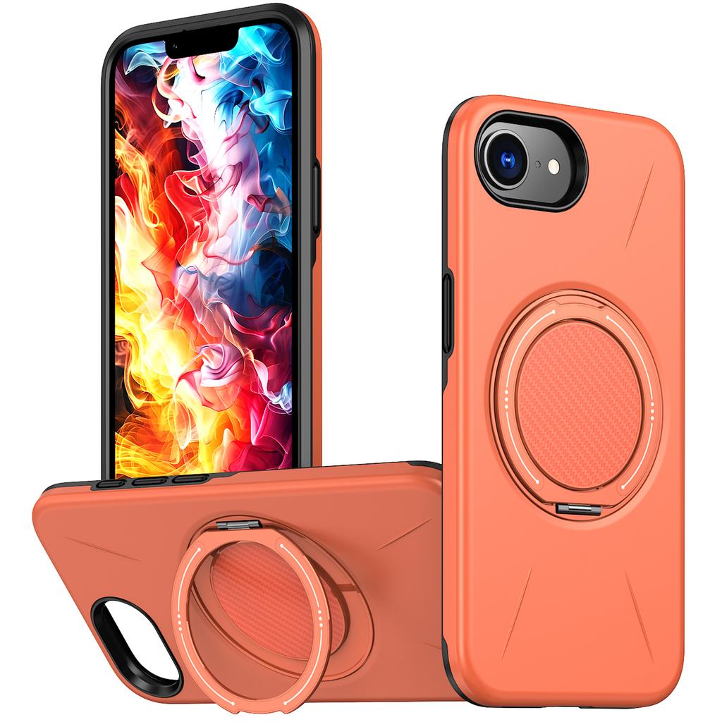 For iPhone 16e Magnetic Case Rotating Kickstand TPU+PC Phone Cover