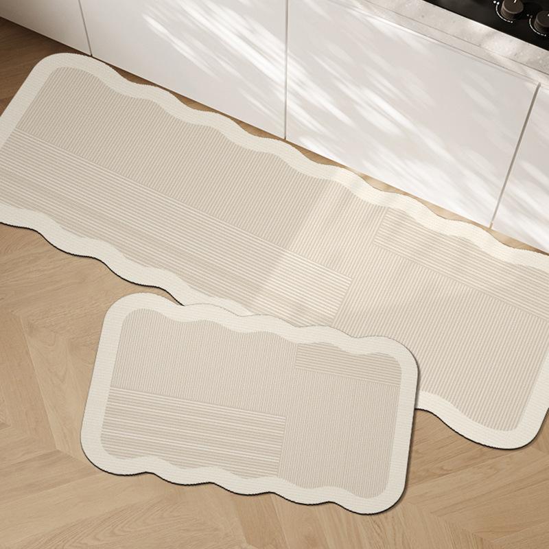 Diatom Mud Kitchen Floor Mat Dirt-resistant Anti-slip Mat Wasabi Wind Absorbing Quick-drying Foot Mat Long Two-piece Set