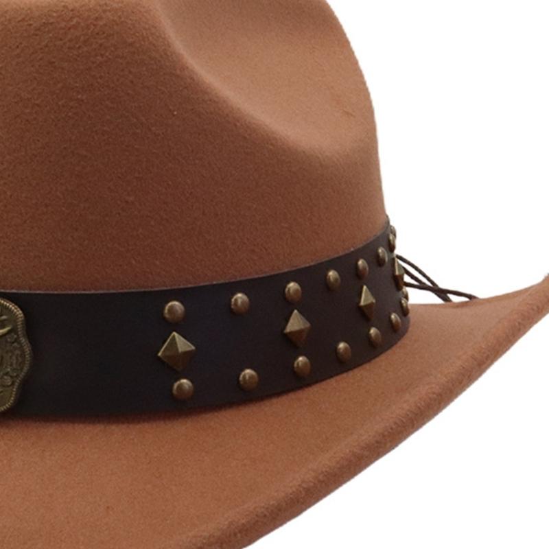 Ethnic Vintage Cowboy Hats Wide Brims Sun Protections Breathable Polyester Summer Outdoor Hat For Music Festivals