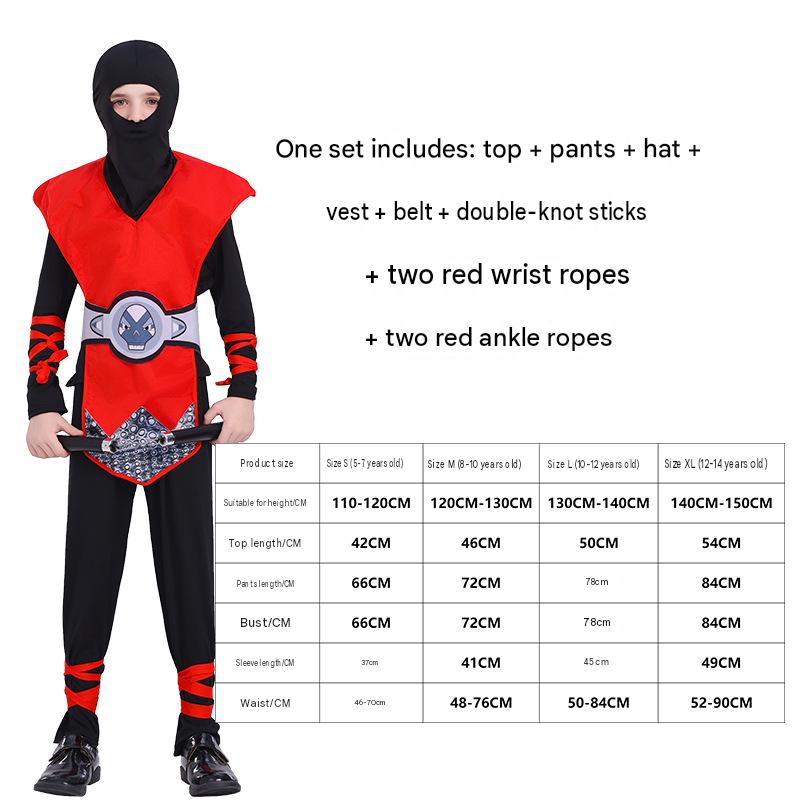 New Kids Cosplay Costume Naruto Anime Performance Outfit Samurai Ninja Clothing Halloween Role Play Set
