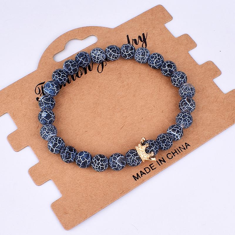 2pcs Charm Paired Bracelets Men Sets Crown Women's Bracelets Natural Stone Beads Wristband Couple Bracelet Gifts Friends Jewelry