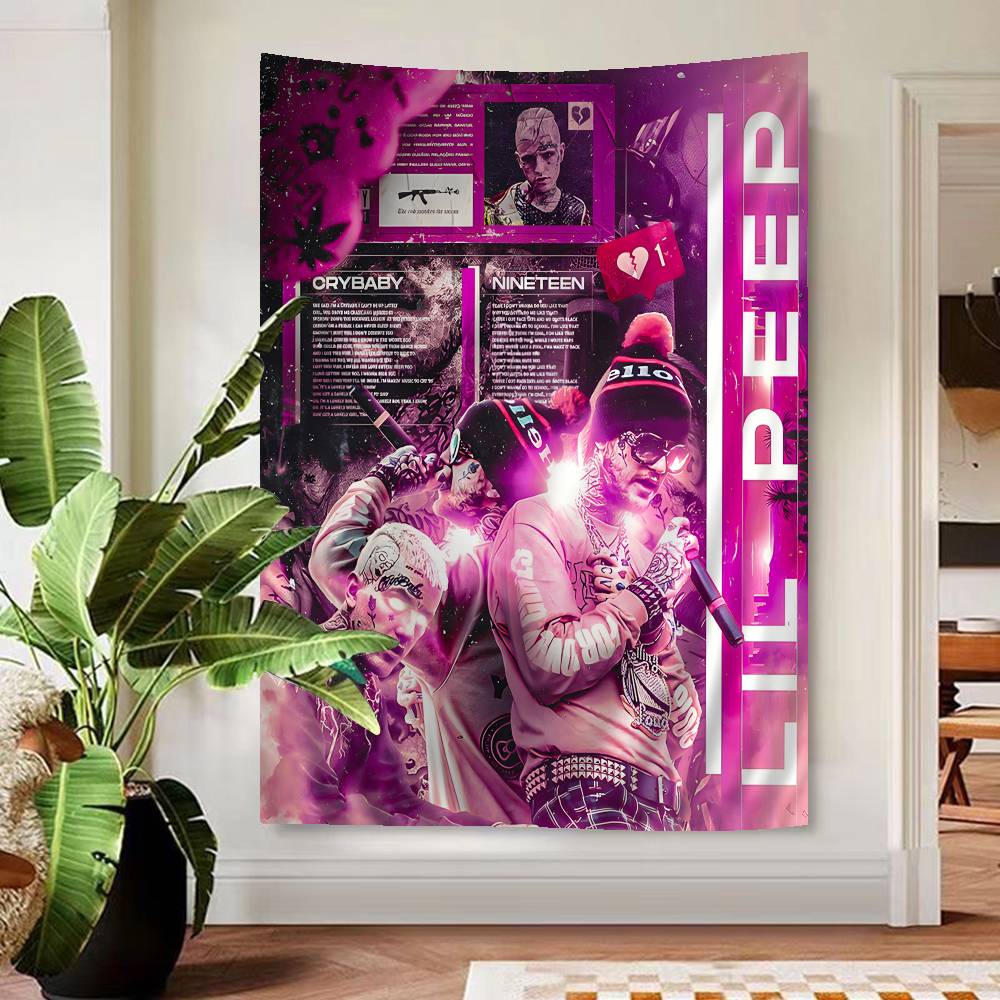 Hip Hop Rapper Lil Peep Printed Large Wall Tapestry Art Science Fiction Room Home Decor Decor Blanket