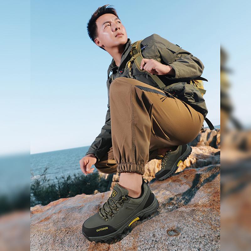 PU Leather Hiking Shoes Anti-collision Outdoor Sneakers Men's Waterproof Climbing Sports Shoes Anti-slip Camping Trekking Shoes