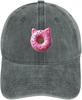 Pink Cat Donut Print Baseball Cap Adjustable Polyester Sun Protection Casual Baseball Cap