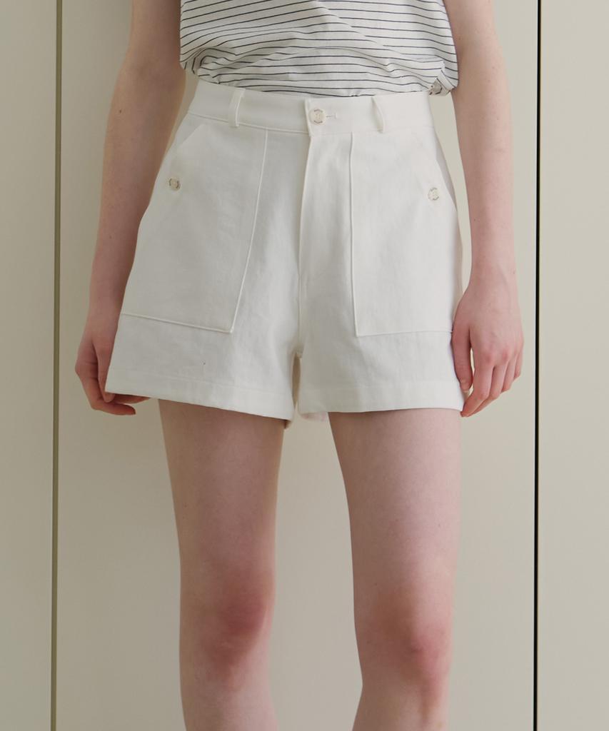 BUT'TON Pocket Button Shorts (Ivory)